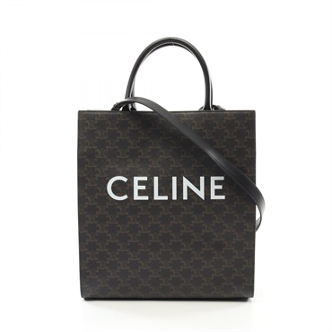 CELINE Medium Vertical Cabas Triomphe Tote crossbody Bag 194432CIM canvas black
