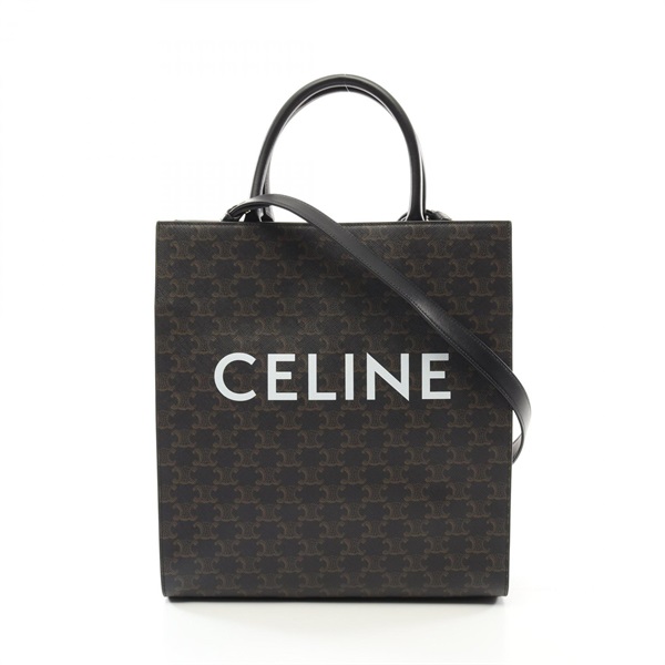 CELINE Medium Vertical Cabas Triomphe Tote crossbody Bag 194432CIM canvas black