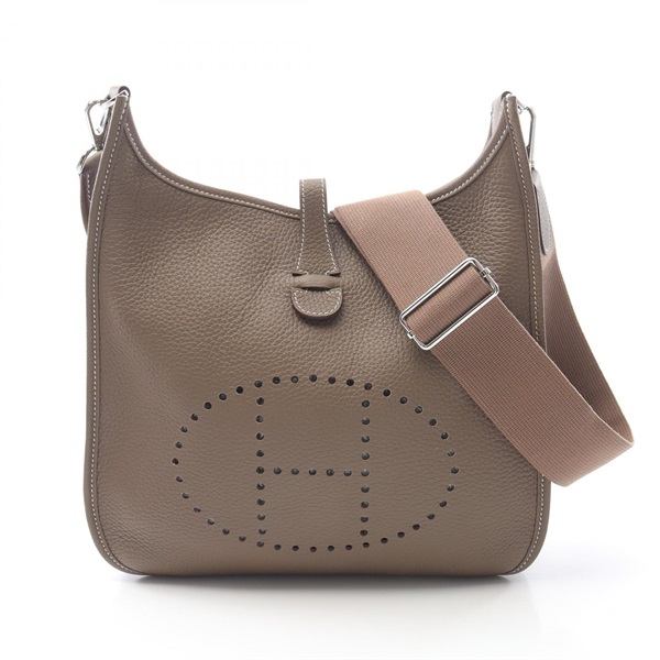 HERMES Evelyne 3 PM Shoulder crossbody Bag B Taurillon Clemence Etoupe Grey SHW