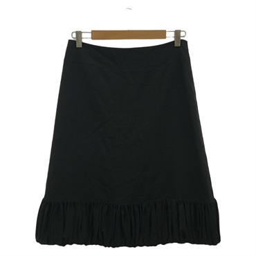 BURBERRY Midi Skirt Wool Black #42 Used Women