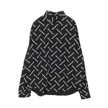 BALENCIAGA Allover Print Shirt 662983TPLA4107038 Cotton Black NEW Mens Size 38