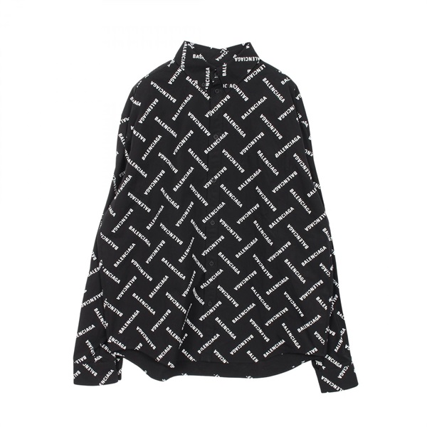 BALENCIAGA Allover Print Shirt 662983TPLA4107038 Cotton Black NEW Mens Size 38