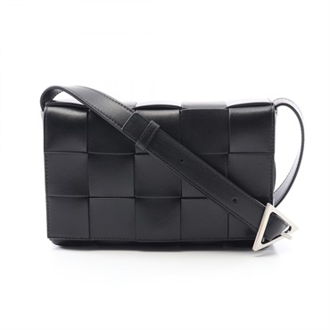 BOTTEGA VENETA Cassette Maxi Intrecciato Shoulder Bag leather Black NEW mens