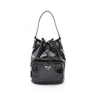 PRADA Duet Naplak Patent Bucket Hand crossbody bag 1BH0382DNTF0002 leather