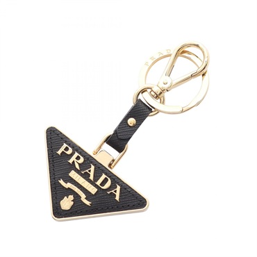 PRADA SAFFIANO keychain 1PP128053F0002 Saffiano leather Gold Plated Black NEW