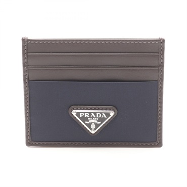 PRADA Re-Nylon TESSUTO + CAMOS Card Case 2MC025384F0C1B leather Navy Brown NEW