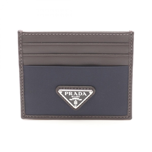 PRADA Re-Nylon TESSUTO + CAMOS Card Case 2MC025384F0C1B leather Navy Brown NEW