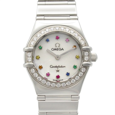 OMEGA Constellation Mini Iris Diamond Wrist Watch 1465.79 Quartz SS Used Women