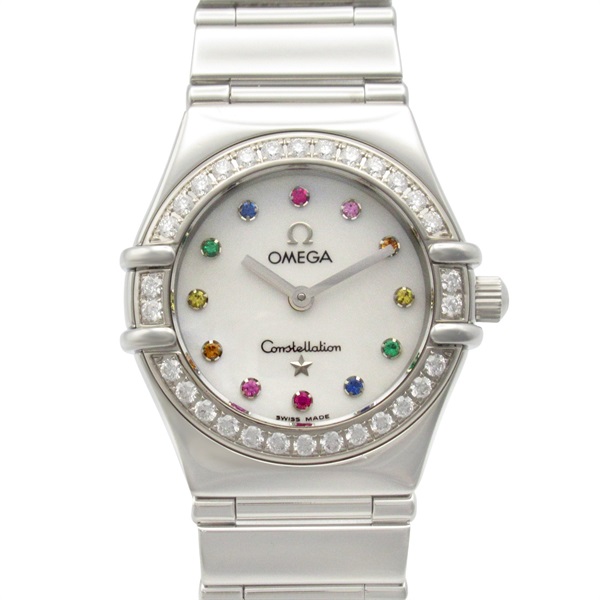 OMEGA Constellation Mini Iris Diamond Wrist Watch 1465.79 Quartz SS Used Women