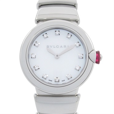 BVLGARI Lvcea 12P Diamond Wrist Watch LU28S Quartz Stainless Steel Used Women