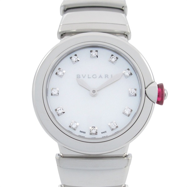 BVLGARI Lvcea 12P Diamond Wrist Watch LU28S Quartz Stainless Steel Used Women