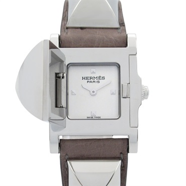 HERMES Medor Wrist Watch ME3.210 Quartz Stainless Steel leather Used Women