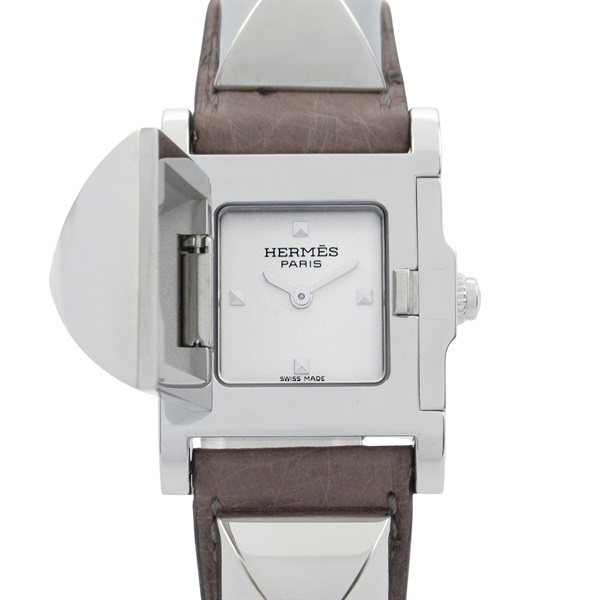 HERMES Medor Wrist Watch ME3.210 Quartz Stainless Steel leather Used Women