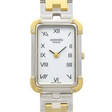 HERMES Croix Jules Wrist Watch CR1.240 Quartz Gold Plated SS Used Women