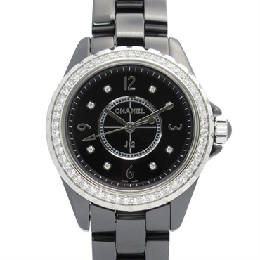 CHANEL J12 8P Diamond Bezel Wrist Watch H3108 Quartz ceramic Used Women Black CC