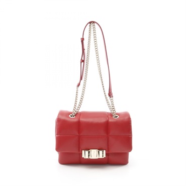 Salvatore Ferragamo Vara ribbon Chain Shoulder Bag 21 H342 leather Red Used