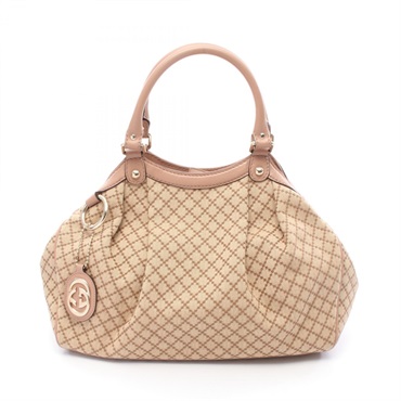 GUCCI Sookie Handbag 211944 canvas leather Beige Pink Used Women