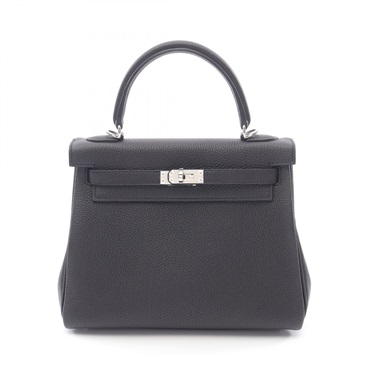 HERMES Kelly 25 Hand shoulder bag B inside stitched Togo leather Black Used SHW