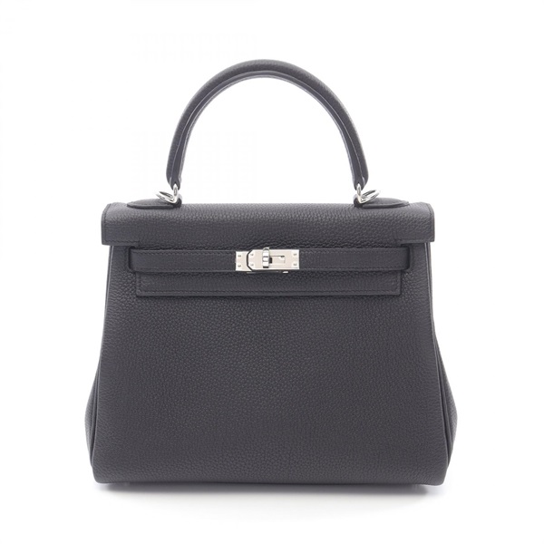 HERMES Kelly 25 Hand shoulder bag B inside stitched Togo leather Black Used SHW