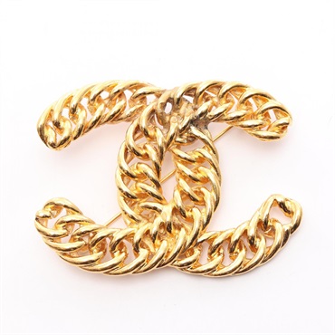 CHANEL COCO Mark Brooch pin Gold Plated Used Women CC