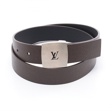 LOUIS VUITTON Ceinture LV Cut belt R10076 Taiga leather Brown Used Women