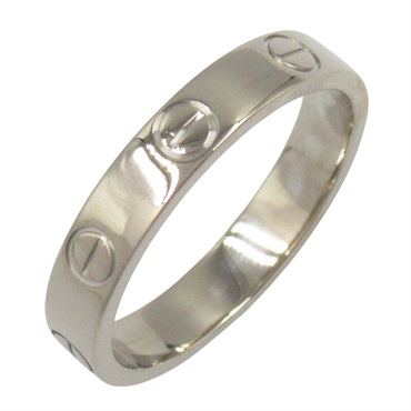 CARTIER Mini Love Ring 18KWG White Gold Used women US size 6 #52