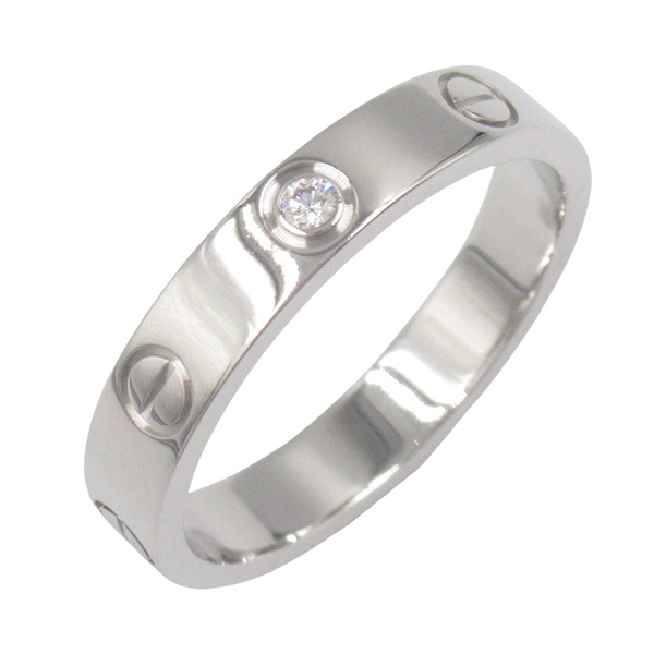 CARTIER Mini Love 1P Diamond Ring 18KWG White Gold Used women US size 6.75 #54