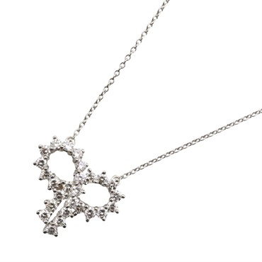 TIFFANY＆CO Ribbon Necklace Pendant Diamond Pt950 Platinum Used women