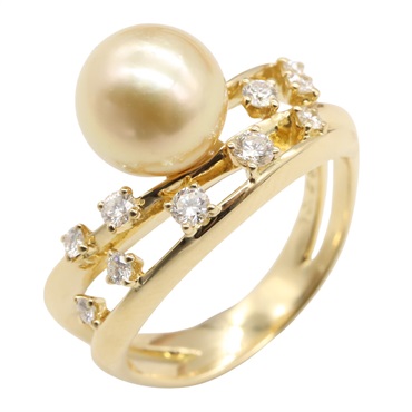 TASAKI Pearl Diamond Ring 18KYG Yellow Gold Used Women US size 7