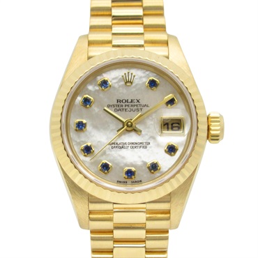 ROLEX Datejust 10P Sapphire T Wrist Watch 69178NGS Automatic 18KYG Used Women
