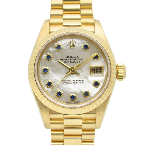 ROLEX Datejust 10P Sapphire T Wrist Watch 69178NGS Automatic 18KYG Used Women