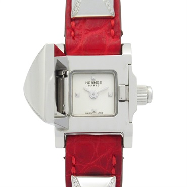 HERMES Minimedore Wrist Watch ME2.131 Quartz SS diamond leather Used Women