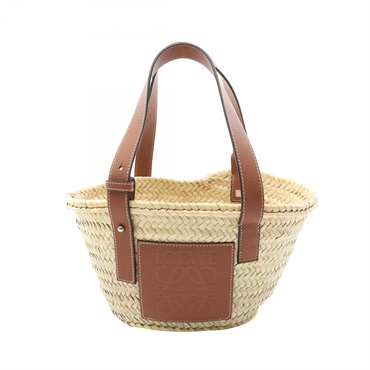 LOEWE Classic Basket S Tote Bag ACBKS93X012435 leather Raffia Beige Brown NEW