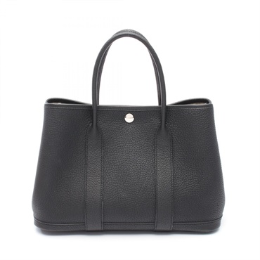 HERMES Garden party TPM Tote Bag B Negonda leather Black Used SHW