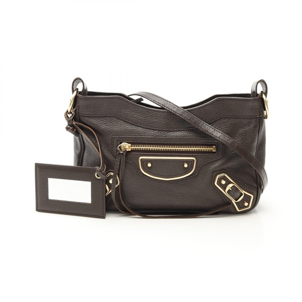 BALENCIAGA Giant Hip 2Way Crossbody Shoulder Bag 390164 Leather Brown Used Women