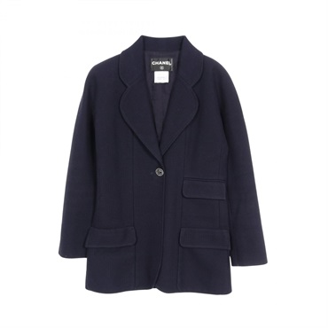 CHANEL Tailored jacket P47510V35226 cotton Navy Used Women Size 36 CC Coco