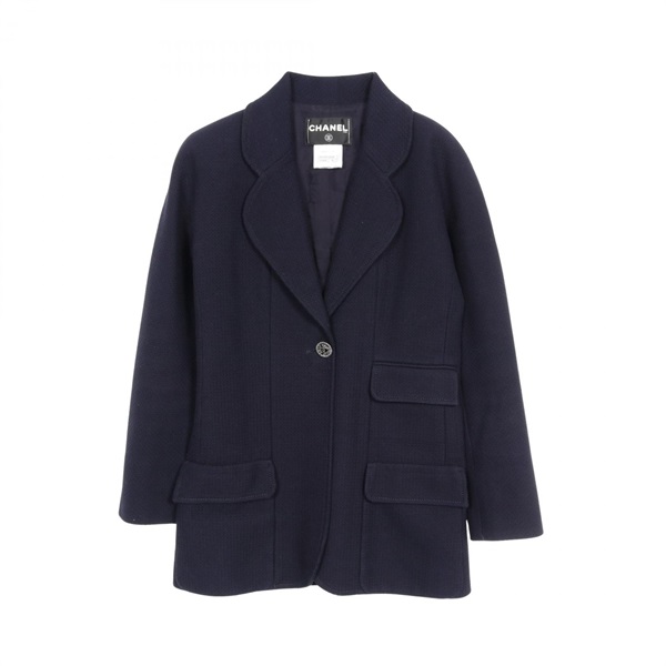 CHANEL Tailored jacket P47510V35226 cotton Navy Used Women Size 36 CC Coco