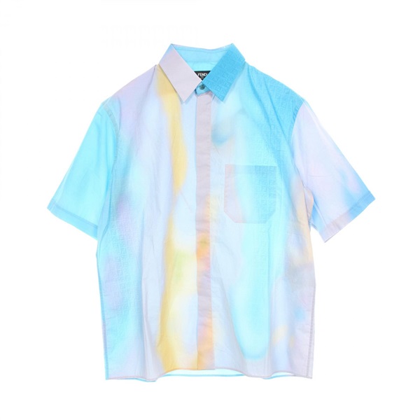 FENDI FF Motif Short Sleeve Shirt FS1022 Cotton Blue Purple #39 Used Mens