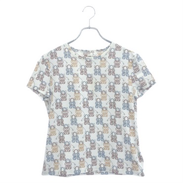 HERMES Short sleeve T-shirt Tops *86-7603 cotton White Used Women #36