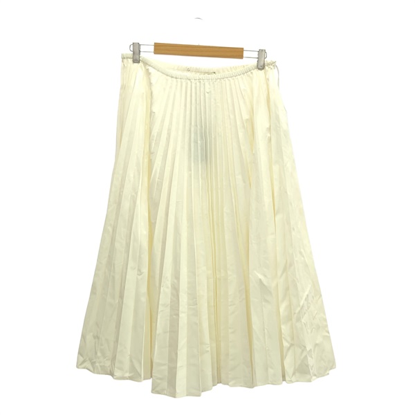 FENDI Pleated A-Line Midi Skirt FQ7084 A8EM Polyester White #42 Used Women