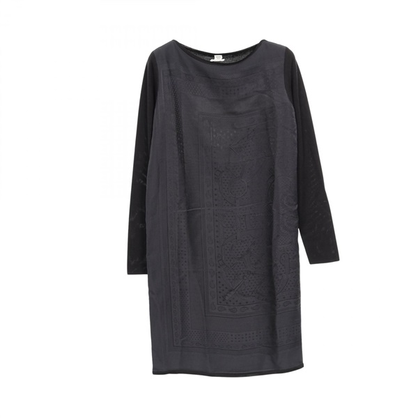 HERMES Dress silk Black Used Women size 34