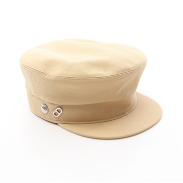 HERMES Casquette hats cap silk cotton Beige Beige Used Women #58