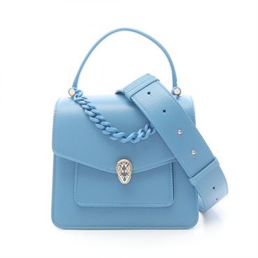BVLGARI Serpenti Forever 2way chain shoulder Handbag leather Blue Used Women