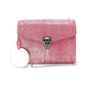 BVLGARI Serpenti Forever Chain crossbody Shoulder Bag Stingray Pink Used