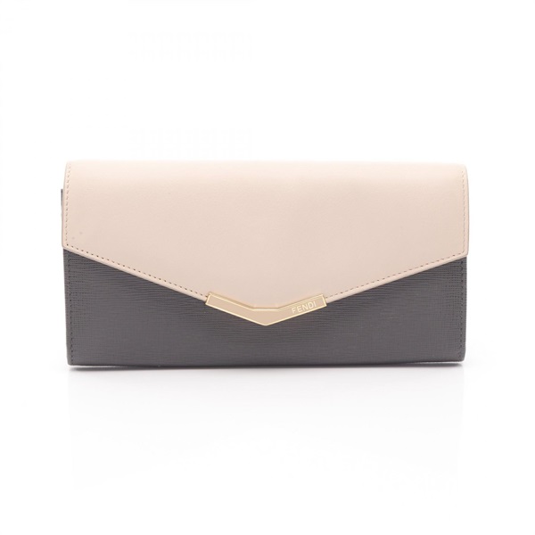 FENDI 2JOURS Toujour Bi-fold purse 8M0306 leather canvas Gray Pink Used Women