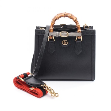 GUCCI Diana Small GG Jacquard Shoulder Handbag 702721 leather Black Used Women