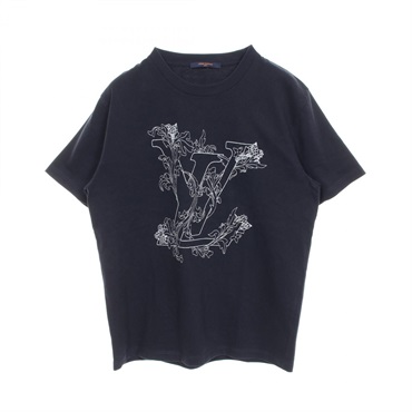 LOUIS VUITTON LV flower embroidery T-shirt RM202 NPL HJY68W cotton Used Navy #L