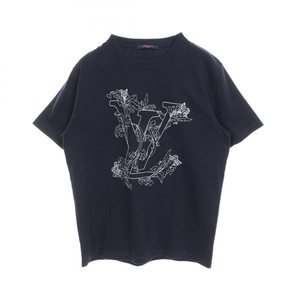 LOUIS VUITTON LV flower embroidery T-shirt RM202 NPL HJY68W cotton Used Navy #L