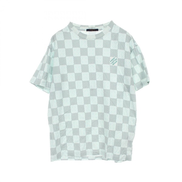 LOUIS VUITTON Damier Monogram T-shirt RM242MM NPG HRY10W cotton White Green ＃XL