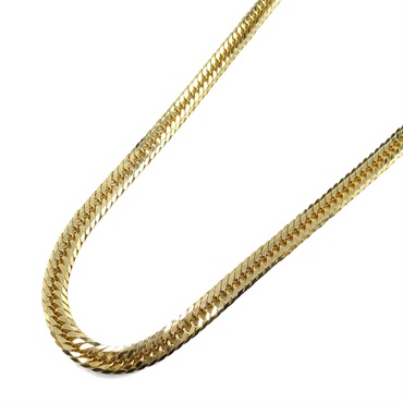 Triple 8 side flat link curb chain Necklace 60cm 50.4g 18KYG Yellow Gold unisex